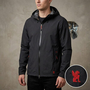 Chrome Men Storm Jacket Black Hooded Rain Shell Windbreaker Techwear Large